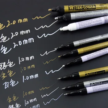 Sakura Pero-Touch Paint Marker 3 ks/veľa Gold/Silver/White 0.7 mm/1 mm/2 mm Známky Na Akúkoľvek Vec Sklo/Tkaniny/Kov