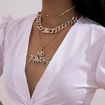 Salircon Luxusné Miami Kubánskeho Choker List Náhrdelník Prívesok pre Ženy Kpop Lesklé Crystal Tenis Reťazec Náhrdelník Vyhlásenie Šperky