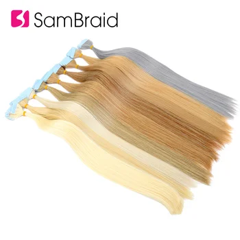 SAMBRAID 22 Palcové Pásky V Syntetické Vlasy Rozšírenia 40Pcs/100 g/balenie Hodvábne Rovné Pásky PU Bezproblémovú Pleť Útku 17 Farbách môžeš Kúpiť