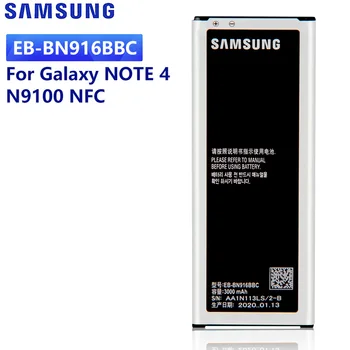 SAMSUNG Originálne Batéria Telefónu EB-BN916BBC Pre Samsung GALAXY NOTE 4 N9106W N9100 N9108V N9109V EB-BN916BBE S NFC 3000mAh