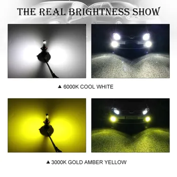 S&D 2ks H11 LED Hmlové Svetlá, DRL Svetlá pre Denné svietenie Drving Žiarovky Auto Svetlá Dual Color 3000k 6000k Auto Žiarovka 12V Biela Žltá