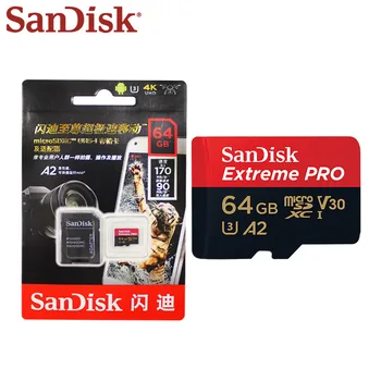 Sandisk Extreme PRO Kartu 64GB 128 GB Max. Rýchlosť Čítania 170MB/s A2 V30 Micro SD Kartu Class 10 UHS-I U3 TF Pamäťovej Karty