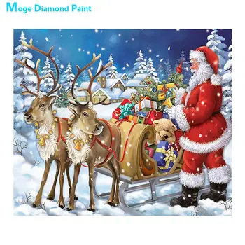 Santa Claus Diamond Maľovanie Vianočný Sob Kolo Plné Vŕtanie Portrét 5D Nouveaute DIY Mozaiky Výšivky Cross Stitch Dary