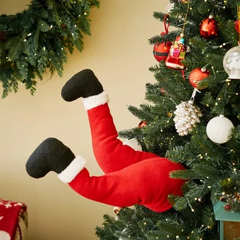 Santa Claus Nohy Plnené Santa Nohy Ozdoba na Vianočný Stromček Predné Dvere Dekorácie na Vianočný Darček