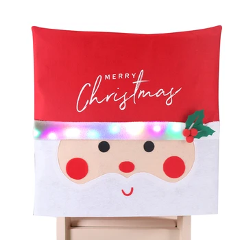 Santa Claus Späť Stoličky Kryt s Svetlá pre Jedáleň Tvorivú Dovolenku Vianočné Dekorácie