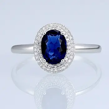 SANTUZZA Čistý 925 Sterling Silver Ring Pre Ženy, Oválny Modrý Cubic Zirconia Zapojenie Svadobné кольца Módne Šperky