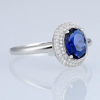 SANTUZZA Čistý 925 Sterling Silver Ring Pre Ženy, Oválny Modrý Cubic Zirconia Zapojenie Svadobné кольца Módne Šperky