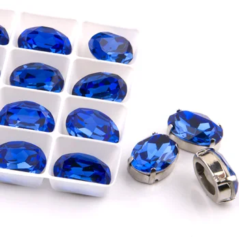 Sapphire DIY K9 Sklo Fantázie Kamienkami Oválne Crystal Nastavenie Pazúr Kamienkami Pointback Vložiť Na DIY Drahokamu