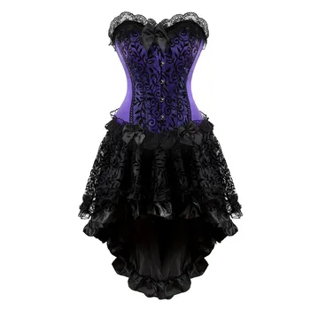 Sapubonva viktoriánskej korzet, šaty gothic cosplay kostým okolo sexy korzet vintage korzet bustier sukne móda plus veľkosť fialová