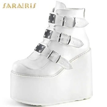 SARAIRIS 2020 veľká veľkosť 43 hrubé platformu jeseň zimné topánky, ženy fashion Street Punk Cosplay členková obuv