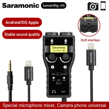 Saramonic SmartRig XLR Mikrofón Predzosilňovač Audio Adaptér Mixér Predzosilňovač Kompatibilný s smartphony Guita Rozhranie adaptér