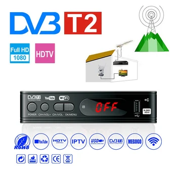 Satelitný Tv Prijímač, Tuner Dvb T2 Usb2.0 Full-HD 1080P Dvb-t2 Tuner TV Box Dvbt2 Anténa vstavaná anglický Manuál
