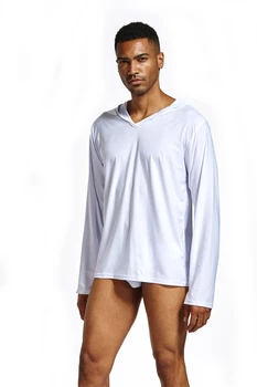 Satin sleepwear pre mužov Bežné Hodváb Pyžamo Top Pohodlné Sleepwear Pyžamá Top Sexy Plavky Odev sa Hodí pre Všetky ročné obdobia