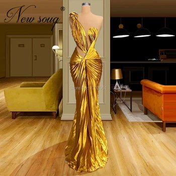 Saudská Arábia Formálnej Strany Šaty Zlato Textílie 2020 Najnovšie Cut-out Večerné Šaty morskej panny Dlho Dubaj Marocký Prom Šaty Vestido
