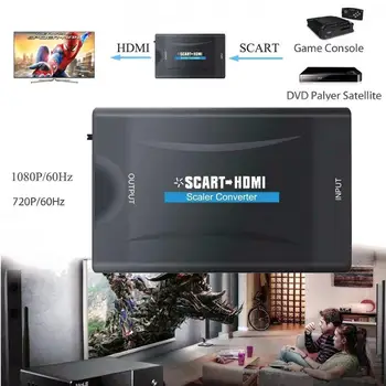 SCART HDMI 1080P Video Audio Upscale Converter Adaptér pre HD TV DVD Sky Box STB Plug and Play s jednosmerný (DC) Kábel