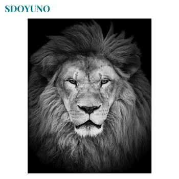 SDOYUNO 60x75cm Maľovanie Podľa Čísel Súpravy DIY Lions Farba Čísla Na Plátne Zvieratá Frameless Digitálne Ručné Maľovanie