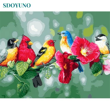 SDOYUNO 60x75cm Maľovanie Podľa Čísel Súpravy DIY Vták Farba Čísla Na Plátne Zvieratá Frameless Digitálne Ručné Maľovanie