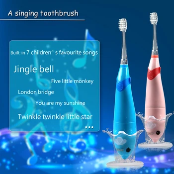 SEAGO Deti Elektrická zubná Kefka Napájaný Nabíjateĺnou Sonic jemné Štetce LED Svetlo Smart zubná Kefka pre 3-12 Rokov Nepremokavé