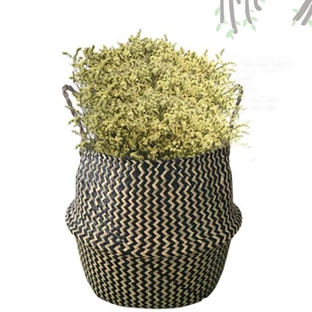 Seagrass Výrobky Z Prútia Ratanový Košík Skladací Závesný Kvetináč Kvetináč Tkané Špinavej Bielizne Bránia Úložný Kôš Domova