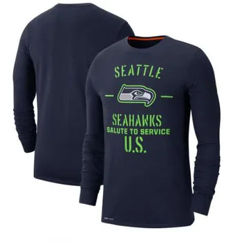 Seattle Mužov okolo Krku Tričko Seahawks Pozdrav Služby doplnkovú činnosť Legenda Výkon Dlhý Rukáv T-Shirt Olivový