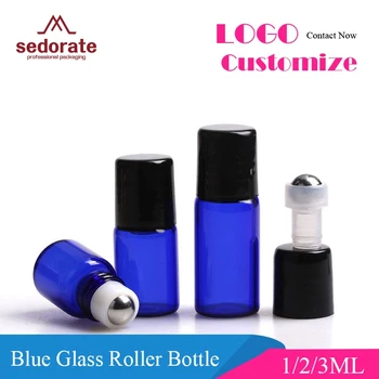 Sedorate 50 ks/Veľa Modré Sklenené Fľaše Mini Sklenenej Fľaštičke 1ML 2ML 3ML Oceľový Valec Zátka na Fľašu Esenciálny Olej, Fľaša LZ022