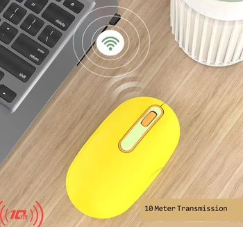 SeenDa Nabíjateľná 2.4 G Wireless Mouse Tichý 4 Tlačidlá Myši na Notebook Ploche USB Prijímač Tichý Kliknite na tlačidlo Stlmiť Mause