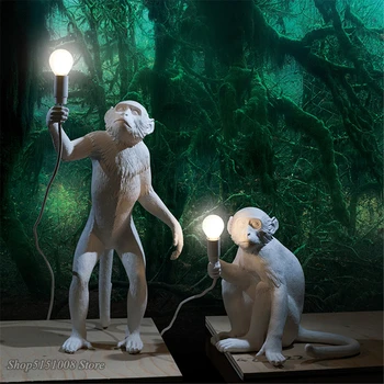 SELETTI Moderné Čierne Opice Lampa Konopné Lano Prívesok Svetlá Americkej Krajiny Živice Loft Priemyselné Závesné Svietidlo Domova