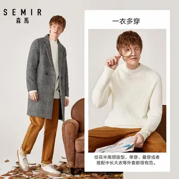SEMIR Pol krku sveter mužov biely sveter lenivý štýl 2019 zimné nový človek kórejský zahustiť top pletený sveter muž