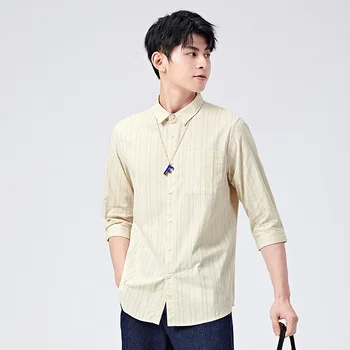 SEMIR Tričko Mužov 2021 Jar Nové Voľné Pruhované Tričká Klope Prímestských Mládeže Strednej Rukávy Oblečenia kórejský Štýl Trend