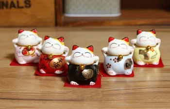 Set 5 ks Mini Trúby Keramické Šťastie Mačka Roztomilý Maneki Neko Domov Auto Dekor Ornament Darček