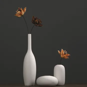 Severnej Európy-Štýl Biele Keramické Vázy Nastaviť Dekorácie Moderný Minimalistický Kvet Kontajner Obývacia Izba Domáce Dekorácie