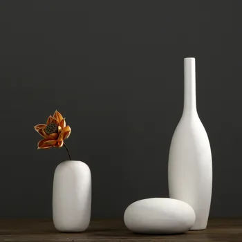 Severnej Európy-Štýl Biele Keramické Vázy Nastaviť Dekorácie Moderný Minimalistický Kvet Kontajner Obývacia Izba Domáce Dekorácie