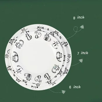 Severná Európa 6/7/8 Palcový Keramiky Cartoon Kitty Doska Snack Keramického Riadu Služby Doska Západného štýlu Potravín Ceramica Disk