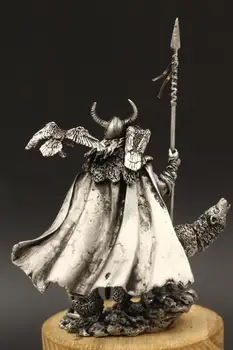 Severskej Mytológie Jeden-eyed Biela Dlhých Fúzov Odin Nosenie Prilby Zlaté Brnenie Gungnir Tin Kovové Magické Vojak Model Figúrky