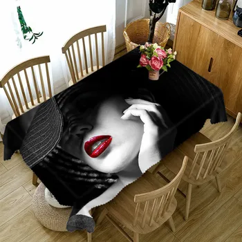 Sexy 3D Dekoratívne obrus Bavlnená posteľná Bielizeň Obrus Jedálenský Stôl Kryt pre Kuchyňa Domova