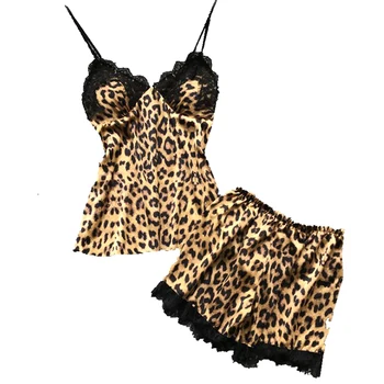 Sexy A Hot Ženy Leopard Vytlačené Čipky Noc Šaty, Spodná Bielizeň V Krku Nočná Košeľa Lete Sleepwear Špagety Popruh Nighty Spánku Nosenie