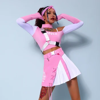 Sexy Ds Kostým Ženskej Hip Hop Oblečenie nočný klub Pink Dj Kostým Bar Ženy Gogo Dance Stage Kostýmy Pól Tanečné Oblečenie DQS6244