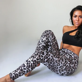 Sexy Gym Fitness Legíny Ženy Legins Vysoký Pás Mujer Cvičenie Leopard Tlač Push up Nohavičky Športového oblečenia pre Šport Beh