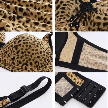 Sexy Leopard Podprsenka Ženy Drôt Zdarma Push Up Brasieres Soft Plus Veľkosť Bralette Priedušná Tenké Bezšvové Prádlo 80-110B C Šálka