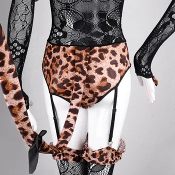 Sexy Leopardí Vzor Podväzok Cosplay Kostým Ženy Leopard Vytlačené Odev 2019 Nové Oka Kombinézu s Podväzok Jednotné