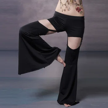 Sexy Novú Tribal Belly Dance Nohavice Čierne Jóga Nohavice Elastický Pás s Otvorom Neoddeliteľnou Vysoký v strede zúžený Obličkového Nohavice Ženy
