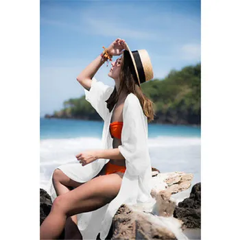 Sexy Sarongs Bikini Beach Tunika Háčkovanie Pláži zakryť plavky Bielom Rúchu De Plage Plavky Ženy Cover-Ups pareo kryt ups