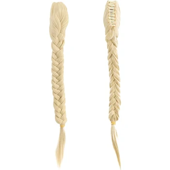 SHANGZI Syntetické Vlasy Pletená Splietané fishtail fishbone Šnúrkou Copu Clip in predlžovanie vlasov Čiernej Farby ChignonHairpiece