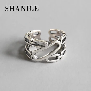 SHANICE Punk Štýl Skutočné 925 Sterling Silver Otvoriť Prstene Pre Ženy dvojitá Reťaz Retro Nastaviteľný Krúžok Jemné Šperky 2019 Štýlové