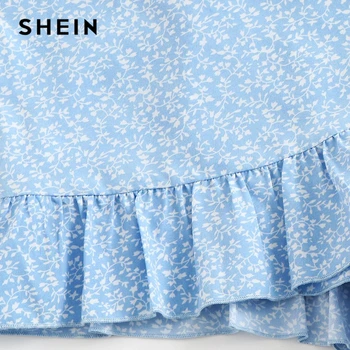 SHEIN Detská Modrá Kravata Strane Prehrabať Lem Zábal Viazané Skort Ženy 2020 Letnej Pláži Dovolenku Elastický Pás Bežné Boho Skorts