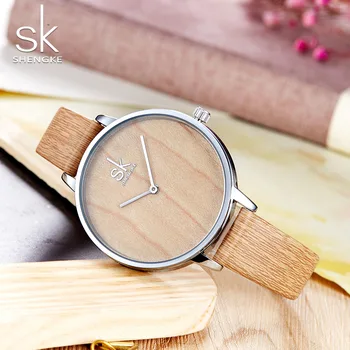 SHENGKE Ženy Drevené Hodinky Jednoduché Vytáčanie Módne Tvorivé Náramkové hodinky Japonský Quartz Hodiny Zegarek Damski MontreFemme