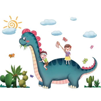 [SHIJUEHEZI] Dinosaurov Zvieratá Samolepky na Stenu DIY Cartoon Balóny Strom nástenná maľba Obtlačky pre Deti Detská Izba Spálňa Dekorácie