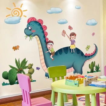 [SHIJUEHEZI] Dinosaurov Zvieratá Samolepky na Stenu DIY Cartoon Balóny Strom nástenná maľba Obtlačky pre Deti Detská Izba Spálňa Dekorácie