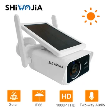 SHIWOJIA Solárne IP Kamera Wifi Batéria Solárne Bezpečnostné Kamery PIR 1080P Video Interkom Nízky Výkon Dohľadu Consumpti