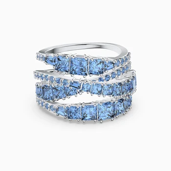 SHLUOYI 2020 módne šperky vysokej kvality SWA nový štýl. Multicolor očarujúce twisted geometrie lady nádherné krúžok